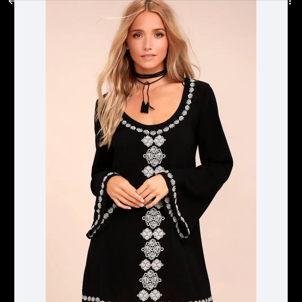 Lovestitch Black Dress with White Embroidery 385